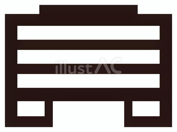 単色建物の白黒シルエット＿横長のビル ビル,オフィスビル,建物のイラスト素材