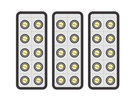 薬（錠剤・シート３枚）02-01 薬,錠剤,ブリスターパック,ptpシート,薬局,病院,病気,治療,アイコン,マークのイラスト素材