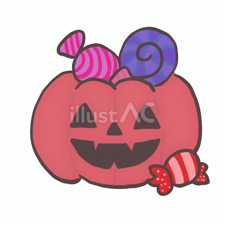 ハロウィン　かぼちゃ　お菓子　赤 ハロウィン,秋,10月のイラスト素材