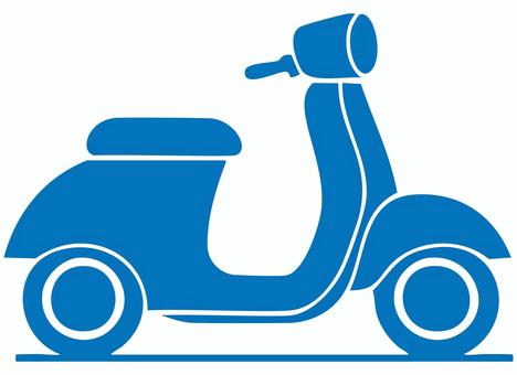 スクーターのアイコン 青 スクーター,バイク,二輪車,原付,原チャリ,オートバイ,原動機付自転車,乗り物,アイコン,シルエットのイラスト素材
