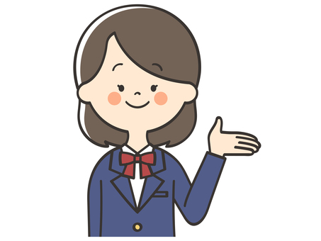 紹介する女子学生 紹介,案内,説明,教える,解説,アドバイス,提案,重要,注目,お知らせのイラスト素材