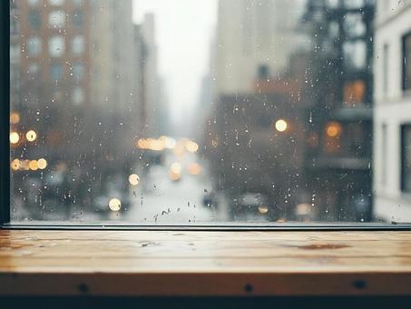 雨の日の窓辺