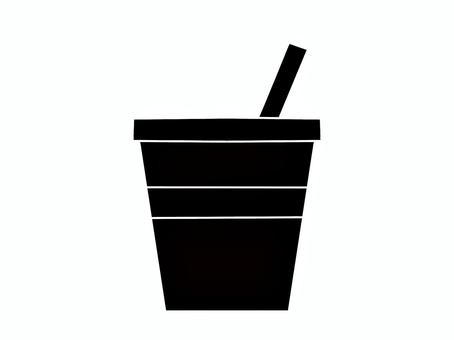 ジュースのアイコン ジュース,アイコン,ファストフード,ドリンク,シンプル,モノクロ,セット,ストロー,カップ,フタ付きのイラスト素材