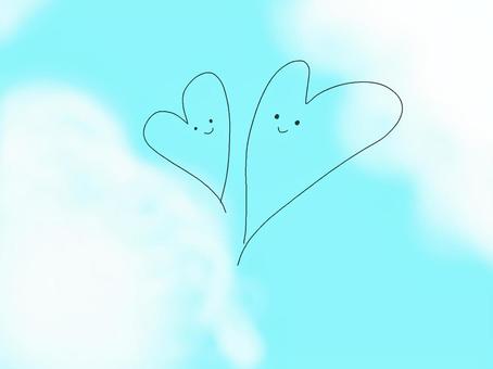 Heart in the sky, sky, heart, a couple, JPG