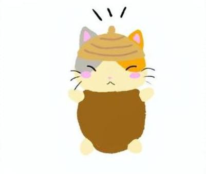 猫のどんぐり 猫,秋,どんぐりのイラスト素材