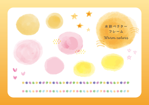 水彩ベクターフレーム暖色系 背景,フレーム,秋,水彩,セット,ビジネス,透過,円形,枠,飾り枠のイラスト素材