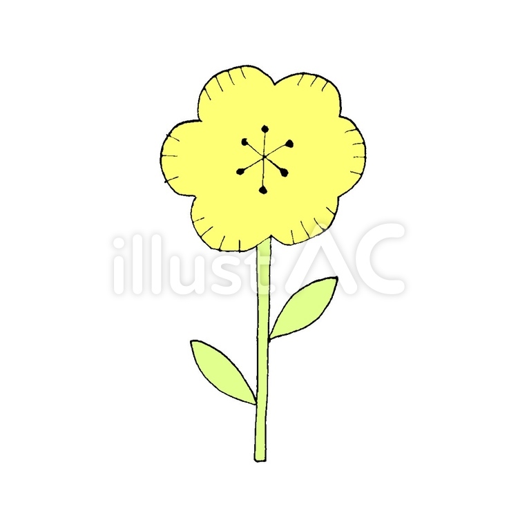 北欧風の花 ① 花,手描き,黄色のイラスト素材