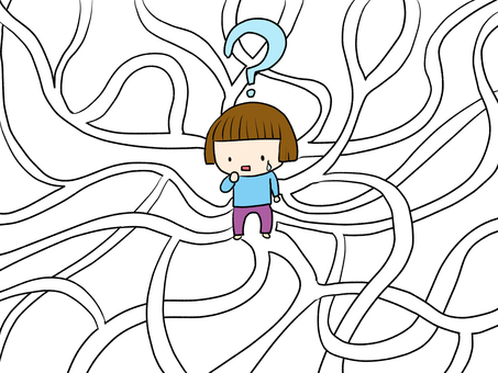 選択肢が多すぎて道に迷う 人物,迷う,道,あみだくじ,選択肢のイラスト素材