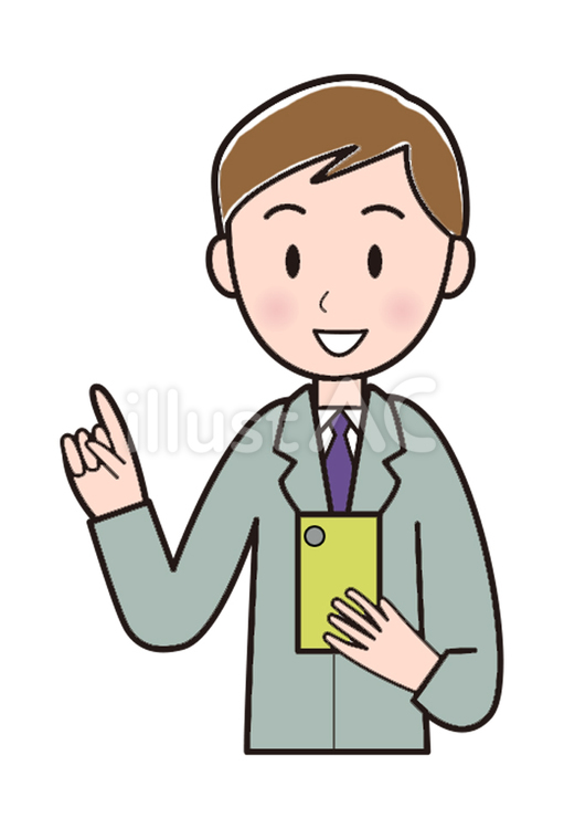 指さし説明する携帯の男性　左 男性,指さし,携帯のイラスト素材