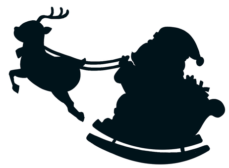 サンタクロース・シルエット サンタ,サンタクロース,シルエット,トナカイ,クリスマス,クリスマスイブ,アイコン,影,xmas,christmasのイラスト素材