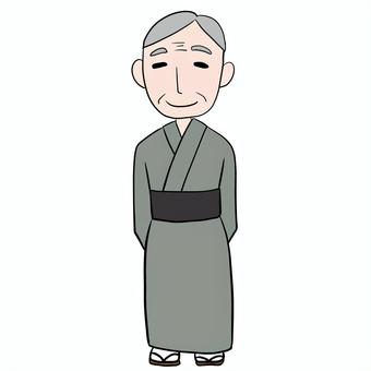 おじいさん　着物 おじいさん,男性,人物,着物,穏やか,笑顔のイラスト素材