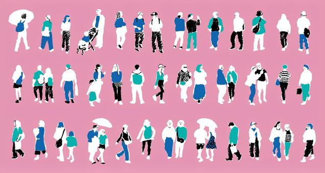 Illustration, people, whole body, walk, 