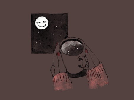 月夜のコーヒー コーヒー,夜,月夜,満月,窓のイラスト素材