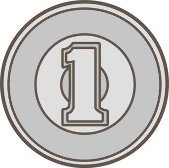 一円玉のシンプルなイラスト 1円,小銭,硬貨,アイコン,シンプル,かわいい,コイン,お金,現金,絵のイラスト素材