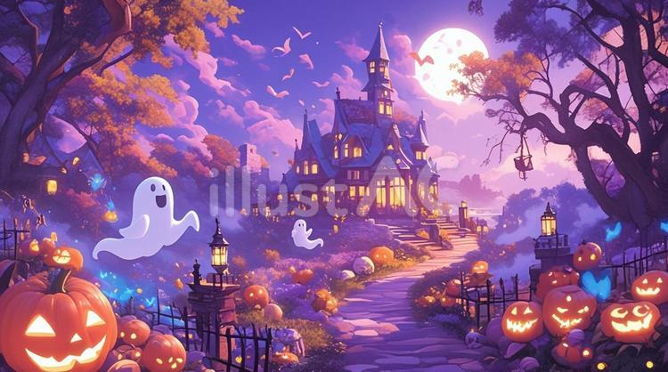 楽しいハロウィン２ ハロウィン,ハロウィンパーティー,トリックオアトリートのイラスト素材
