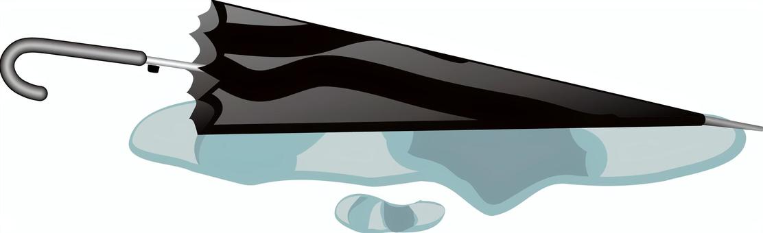 使用後の傘　　 傘,使用後,塗れる,水,雨具,天気,閉じる,ビニール,リアル,黒のイラスト素材