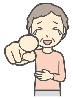  ロンTお婆さん-199-バスト 指さす,お婆さん,高齢者,老人,女性,祖母,人物,かわいい,指名,人差指のイラスト素材
