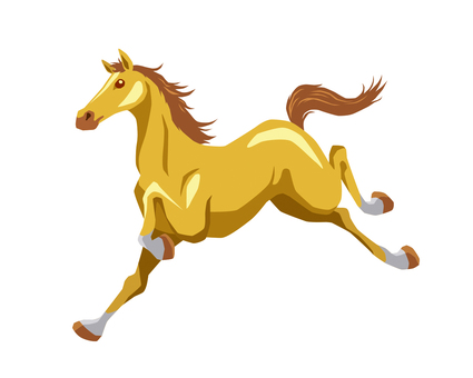 駆ける馬-ゴールド2 馬,午,午年,サラブレッド,走る馬のイラスト素材