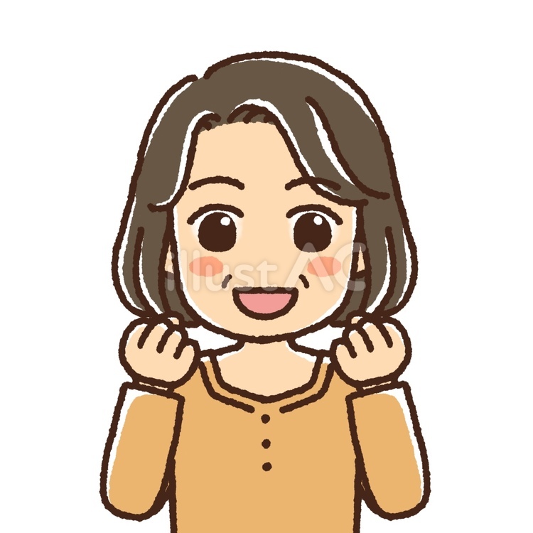 わくわくしている中年女性 女性,中年,40代のイラスト素材