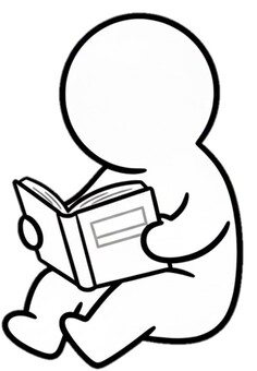 本を読む棒人間 棒人間,人,シルエット,人間,本,読む,座る,読書のイラスト素材