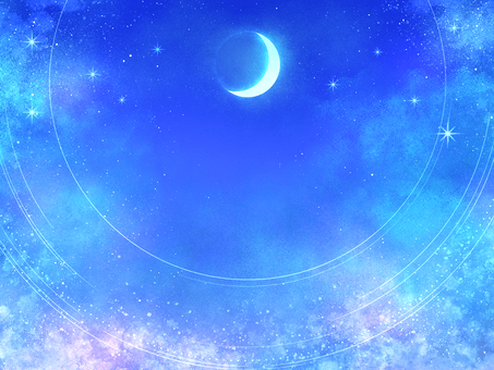 円環のベールⅡ満ち欠けの環【3】 ゆめかわ,メルヘンチック,かわいい,三日月,星,宇宙,web素材,ヒーリング,スピリチュアル,空のイラスト素材