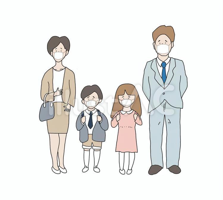マスク　大人　こども　1 マスク,家族,お父さんのイラスト素材