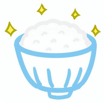 ご飯　山盛り２ 山盛り,飯,お米,白米,一杯,ご飯,艶,ツヤツヤ,キラキラ,星のイラスト素材