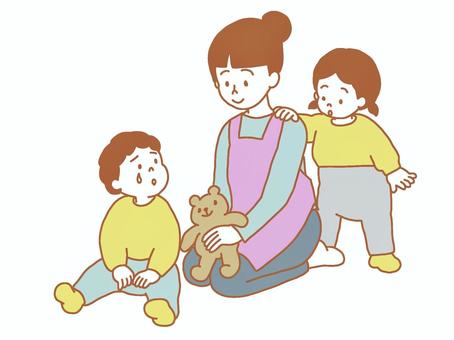 子供と遊ぶ保育士さん 子供と遊ぶ保育士さん 子供,幼児,女の子,男の子,遊ぶ,あやす,保育士,保育,働く,かわいいのイラスト素材