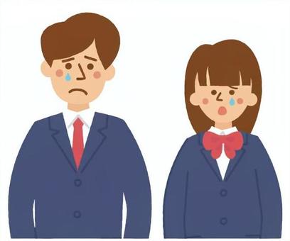 泣いてる学生 泣く,泣き顔,学生,男子,女子,10代,制服,中学生,高校生,兄妹のイラスト素材