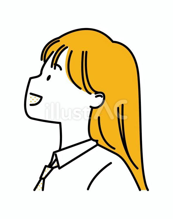 上を向くYシャツネクタイの学生シンプル3 シンプル,単色,女子高生のイラスト素材