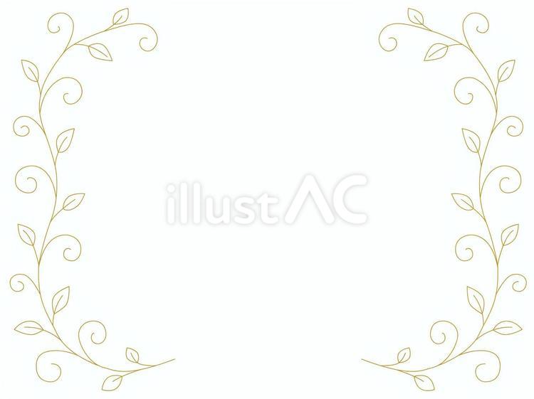 ツル草のくるくる線画フレーム（ゴールド） ツル草,葉っぱ,枝のイラスト素材