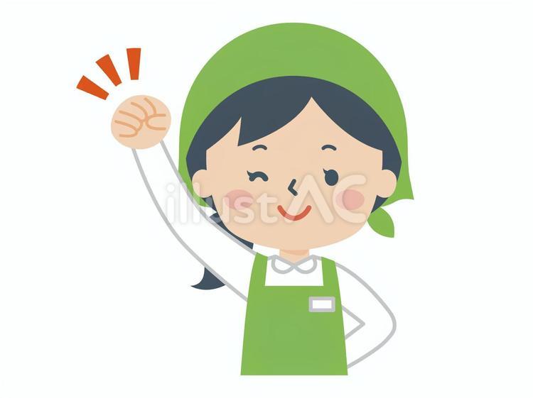 頑張る　店員　女性 頑張る,店員,スーパーのイラスト素材