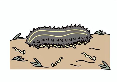 やちべこ 架空,生き物,やちべこ,卑湿地べこ,ナマコ,コウガイビル,湿地のイラスト素材