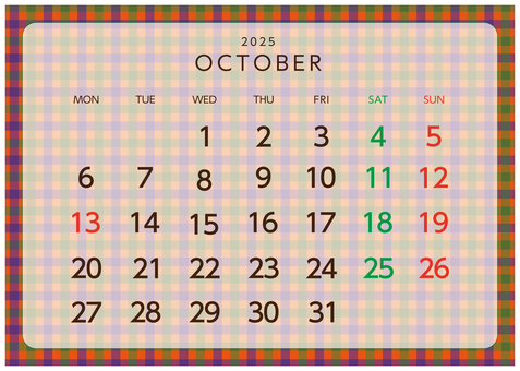 カレンダー　2025年10月 カレンダー,10月,予定表,スケジュール帳,手帳,行事,ビジネス,仕事,タスク管理,事務のイラスト素材