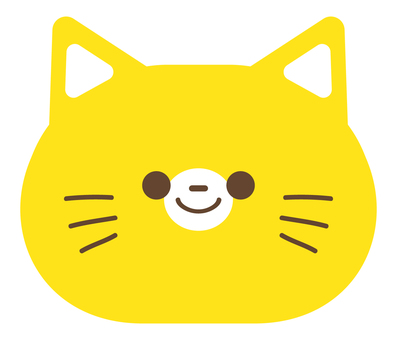 ねこちゃん（黄色） 猫,動物,かわいい,黄色,ひげ,アイコン,イラストのイラスト素材