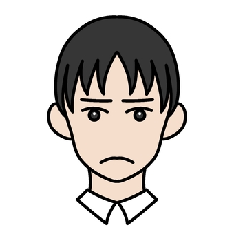 怒りの段階１　不機嫌　不服　不満顔 顔,中性,不満,人物,表情,感情のイラスト素材