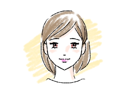 微笑んでいる女の子の顔 女の子,微笑み,顔,似顔絵,お姉さん,10代,20代,若い,女性,子どものイラスト素材
