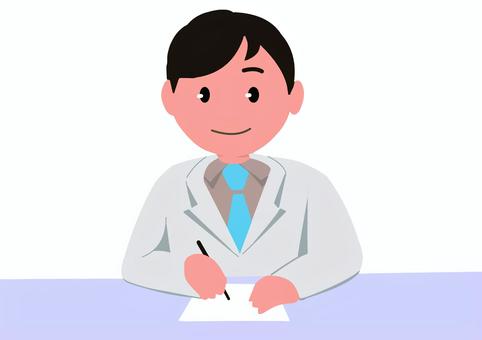医師問診 医師,診察,問診,男性,若い,ドクターのイラスト素材