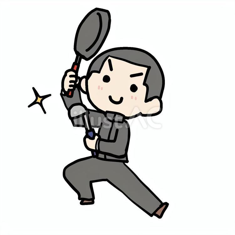 調理器具を構える学生少年 学生,調理,器具のイラスト素材