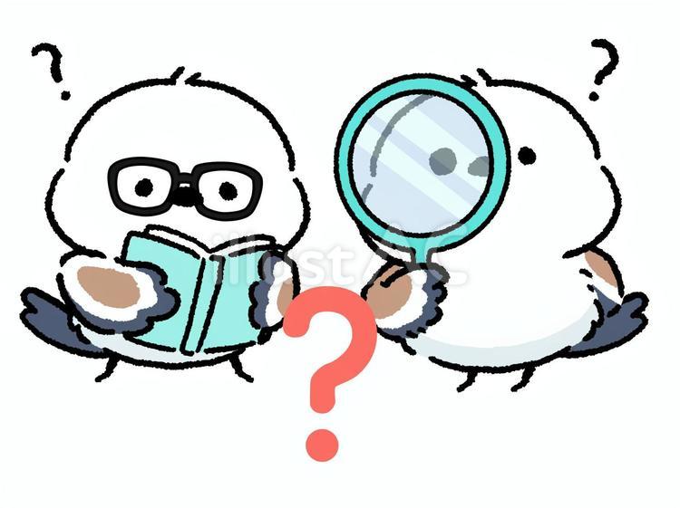 シマエナガ_何かを調べる_02 シマエナガ,鳥,動物のイラスト素材
