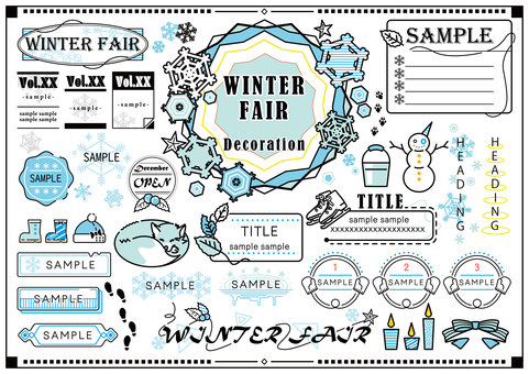 流行冬季框架和治療套裝, JPG, PNG 和 AI 流行冬季框架和治療套裝, 雪晶, 封蠟, 靴子, JPG, PNG 和 AI