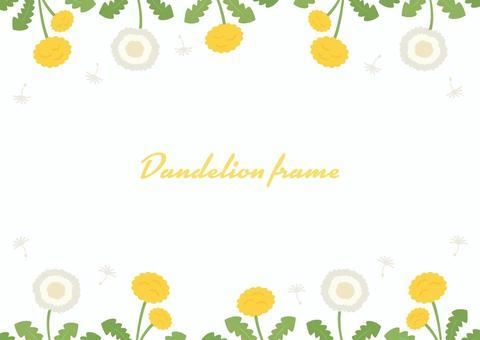 タンポポの春のフレーム03 春,たんぽぽ,タンポポ,背景,フレーム,花,手描き,おしゃれ,かわいい,枠のイラスト素材