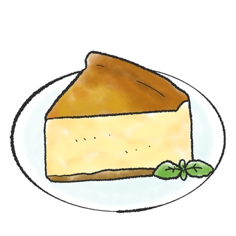 チーズケーキのイラスト（水彩風） 食べ物,デザート,スイーツ,お菓子,洋菓子,ケーキ,チーズケーキ,カフェ,レストラン,おやつのイラスト素材