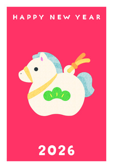 年賀状/馬鈴/赤 干支鈴,お馬さん,マーク,横,横顔,鈴,土産物,縁起物,土産,お土産のイラスト素材