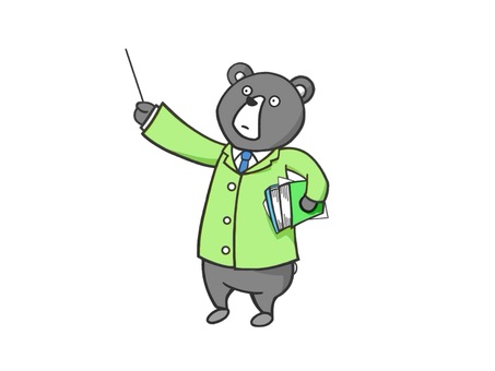 講義をしている動物の熊(くま) 熊,動物,教師,セミナー,講師,講義,コーチング,説明,解説,先生のイラスト素材