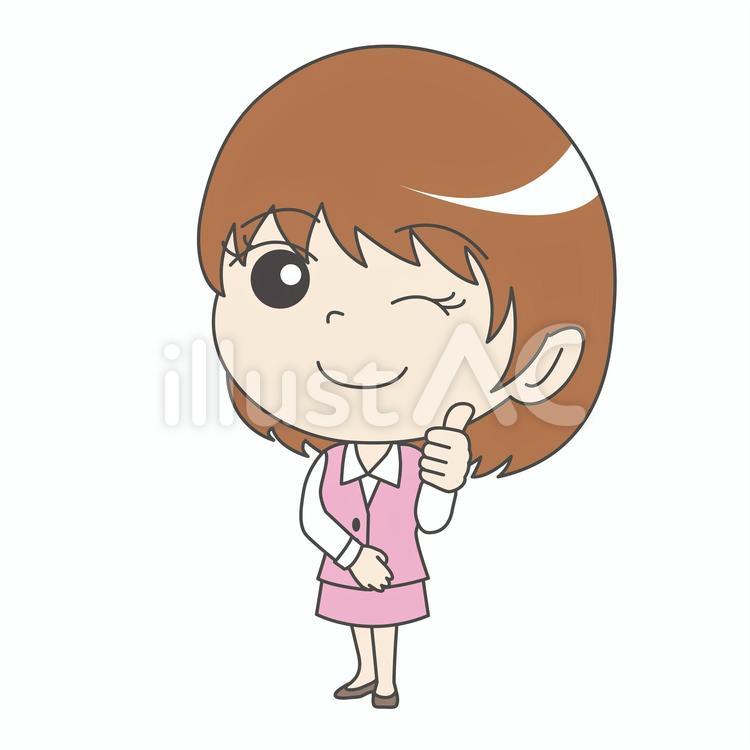 OLA：グッド：親指 女性,ol,ビジネスのイラスト素材