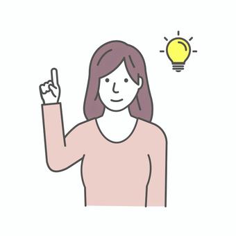 女性 上半身イラスト / アイデア・閃き アイデア,閃き,女性,インスピレーション,人物,日本人,考える,上半身,豆電球,若いのイラスト素材