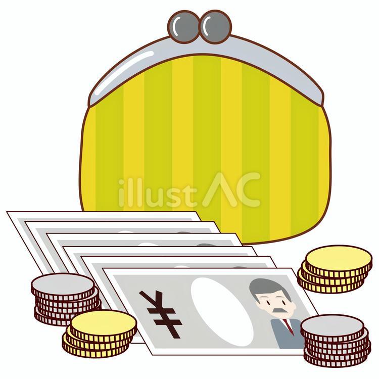 お財布とお金のイラスト 財布,お金,コインのイラスト素材
