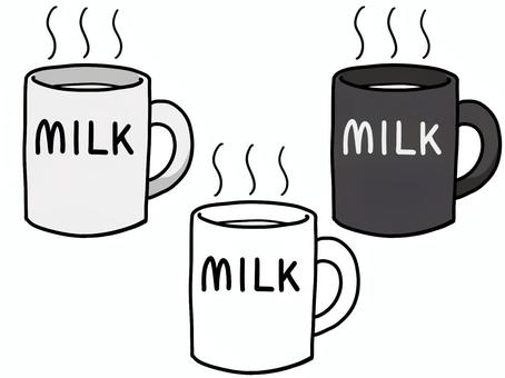 ミルクの入ったマグカップ ミルク,牛乳,マグカップ,コップ,暖かい,ホットミルク,milk,黒,白,色なしのイラスト素材