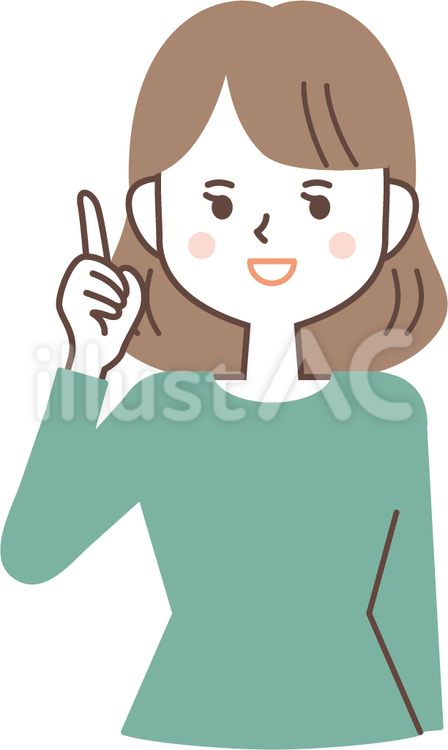 人差し指を立てる女性 緑色,人,女性のイラスト素材